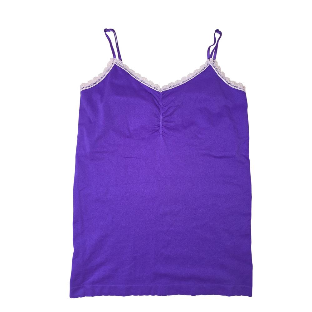 Vintage 90s Victoria's Secret VS Nylon Purple Lace Trim Cami Tank Top Womens XL